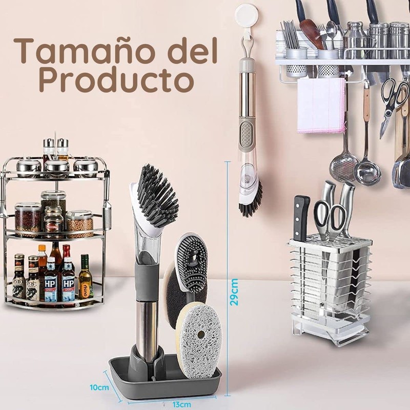 VERALY.MX Set Cepillo con Base y Soporte Limpieza Profunda Hogar
