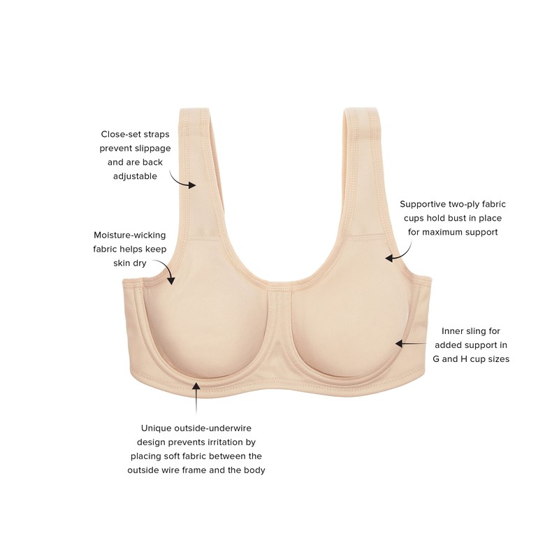 Wacoal brasier deportivo con aros para mujer, Piel (Naturally Nude),