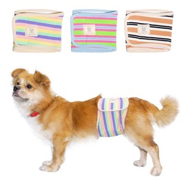 Male Dog Diapers, TONY HOBY Washable Male Dog Belly Band, Reusable Male Dog Wrap (3 Pack, Colorful, XL)