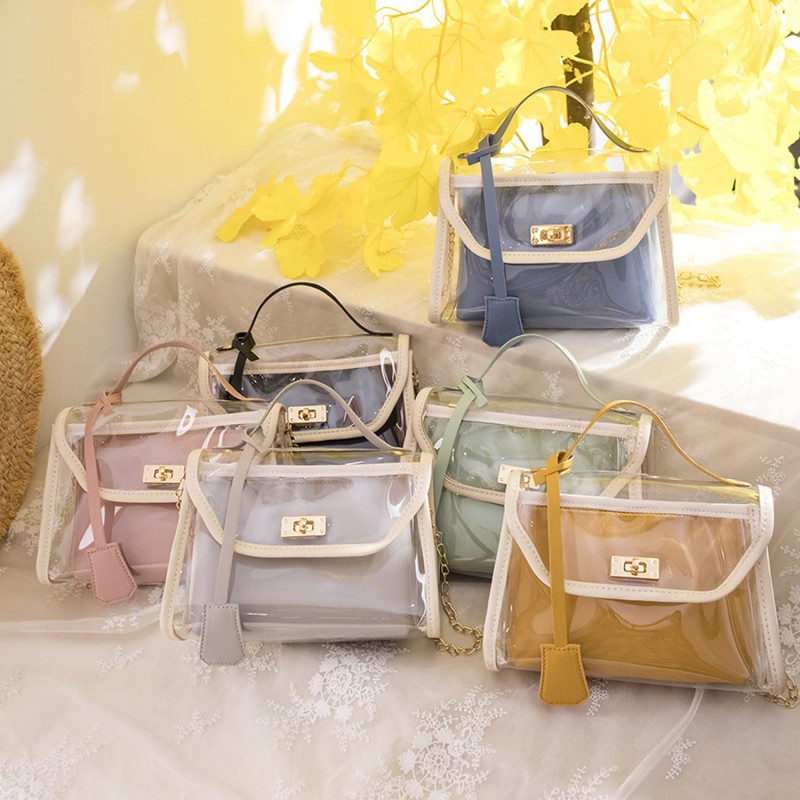 Mies' PVC Skeleton Shoulder Bag, Handbag, Transparent, Clear, Mini Bag,