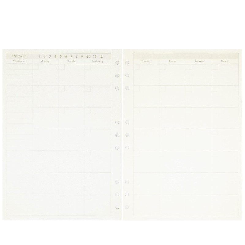 Zelten 1 Pack B5 45 Sheets/90 Pages Monthly Planner Loose