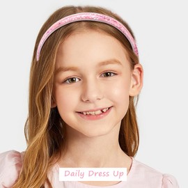 Chanaco Girls Headbands 5 Pcs Headbands for Girls Glitter Toddler Headband Sparkly Confetti Headband with Teeth for Kids Cute Rainbow Pink Purple Blue Hard Head Bands Little Girl Hair Accessories