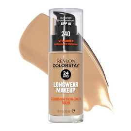 Revlon, Base de Maquillaje Lquida ColorStay para piel mixta a grasa, con FPS 15, Contenido 1 Envase de 30 Mililitros1 Fl Oz, Tono 240 Medium Beige    