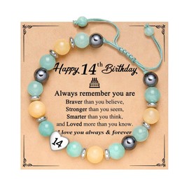 ENSTAB Birthday Gift Girl Natural Stone Bracelet Bracelet Birthday Gift, Natural gemstones, hand-woven rope