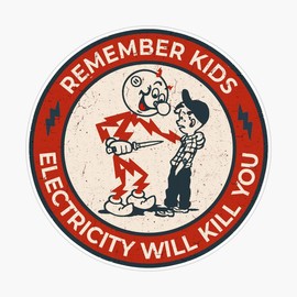 Reddy Kilowatt Electricity Warning Stickers - 3 Packs: Caution Stickers for Electricians, Hard Hats, Laptops, Water Bottles, Cars & Helmets
