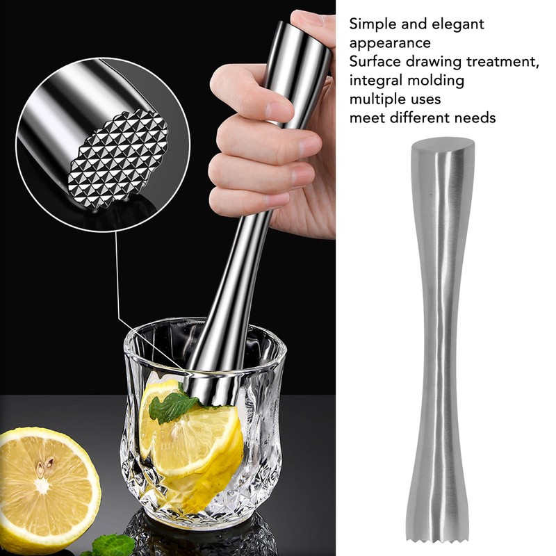 Stainless Steel Cocktail Muddler Food Grade Ergonomic One Piece Forging