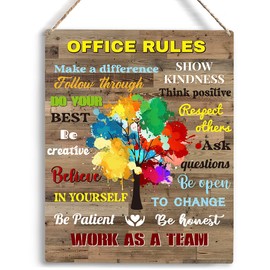 Inspirational Wall Art Office Decor Office Rules Work As A Team Wall Art Motivational Quotes Wall Decor for Bedroom Bathroom Office Decorations Framed Ready to Hang 10x8 Inch.
