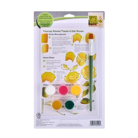 FolkArt One Stroke, Beginner Painting Kit, Includes 5 Paint Pots, 12 Flat Brush, and a Reusable Teaching Guide, Teacup Roses