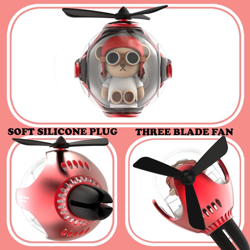 Helicopter Bear Pilot Car Air Freshener (Red)
