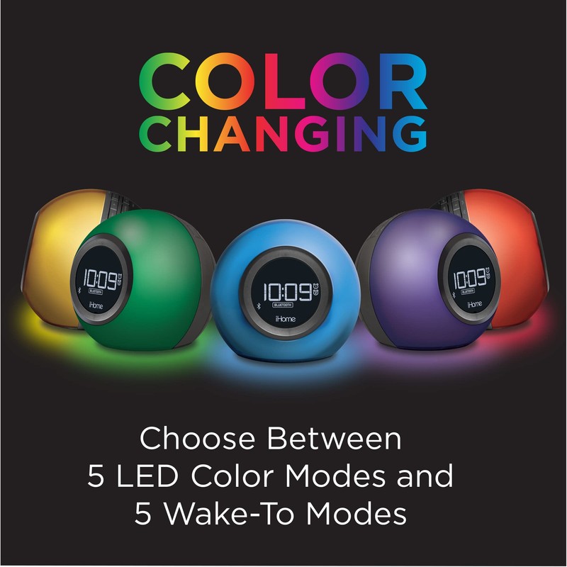 iHome Alarm Clock Radio with Bluetooth Speaker and Color Changing