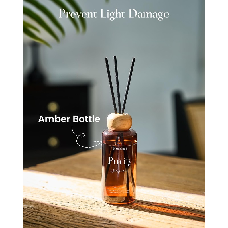 M&SENSE Reed Diffuser, Sandalwood Vanilla, 6.3 oz Natural Essential Oil