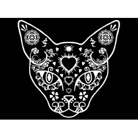 Captive Decals Cat Sugar Skull 2 pcs 3 Inch White Fused Glass Decals
