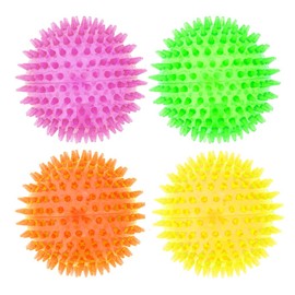 2 Pack LED Light-up Spike Ball Pet Dog Toy Rubber Flash Entertained Fetch Toy