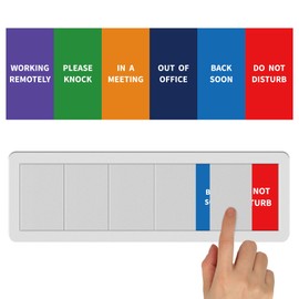 Office Door Sign-6 Options Door Signs for Office In A Meeting Sign/Out Of Office/Do Not Disturb/Working From Home/Please Knock/Back Soon Privacy Office Slider Sign for Meeting & Conference Room