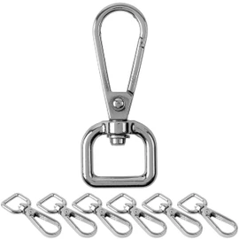 Snap Hook with Screw Clasp, 6 Pieces, 13 mm D-Ring with Carabiner Hook, Pocket Carabiner 360° Rotating Eye Ring, Metal Strap Buckle with Hook for Crafts, Carrying Strap Lobster Clasp