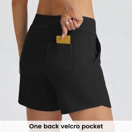 WILLIT Swimming Shorts Women's Swimming Trunks Board Shorts Quick Drying Bikini Shorts with Pockets Inner Lining 5 Inches, black, XL