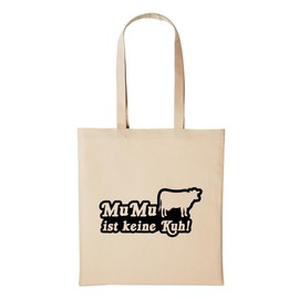 huuraa Jute Bag MUMU ist Keine Kuh! Cow Village Gift Idea for Men and Women, Cotton Bag for Friends and Family, beige