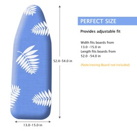 SheeChung Ironing Board Cover and Pad 15x54,Thick Ironing Board Cover with Padding Standard Size,Heavy Duty Iron Pad Cover with Elastic Edge & Adjustable Fastener,Full Size Scorch Resistant Padding