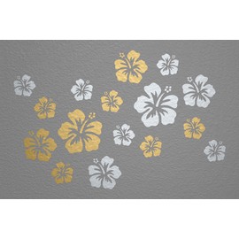 WANDfee Wall Tattoo Hibiscus Flowers Hibiscus Flowers Choice of Colour Wall Sticker Tile Stickers Silver Gold