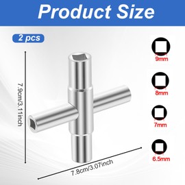 SI SEN 4-sided key, square key tap (inner dimensions 6.5 mm, 7 mm, 8 mm, 9 mm), cross key tap tool, for taps, box cabinet, valves, control cabinets