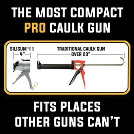 SILIGUN™ PRO Compact 24:1 Caulking Gun - No Drip Caulk Gun - Patent Design - Lightweight Aluminum Frame - Works with all 10 oz Tubes (SILIGUN PRO Nozzle Kit)