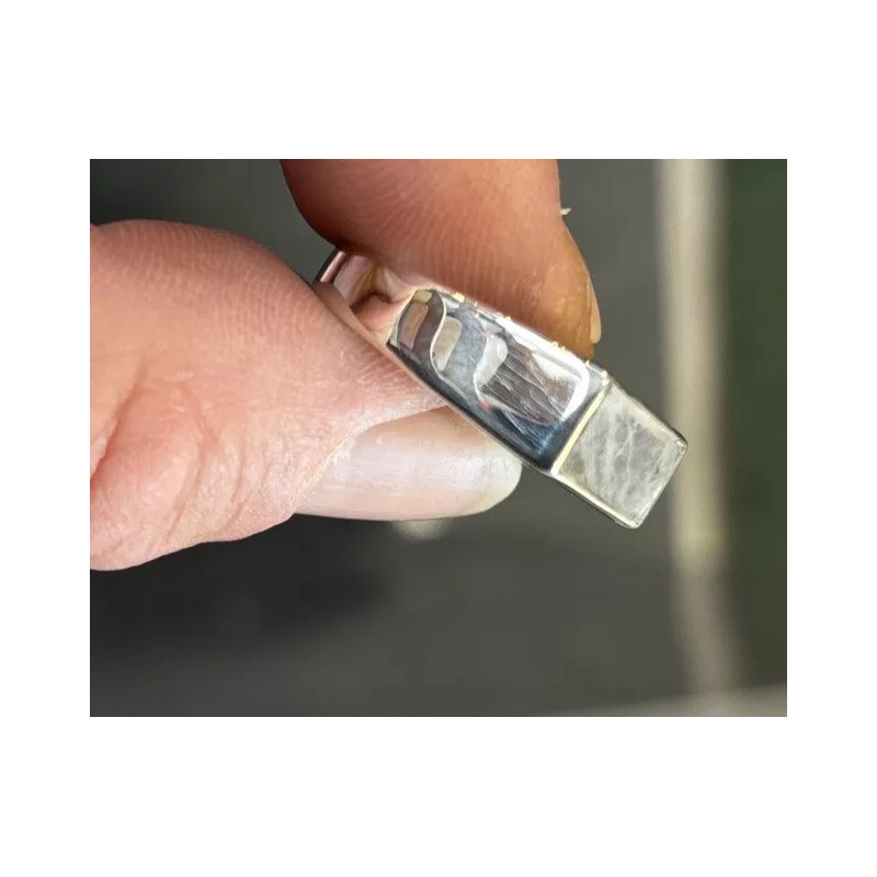 Natural Creations mens sterling silver ring Size 9 Rainbow Moonstone