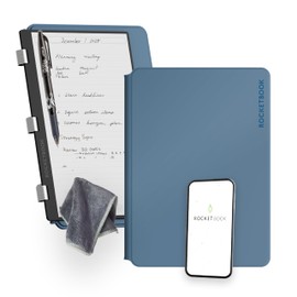 Rocketbook Pro 2.0 Reusable Professional Smart Notebook, Letter Size 8.5x11, Steel Blue - Lined & Dot Grid Pages, App-Connected, Erasable, Premium Cover, Ideal for Work Notes and Business Meetings