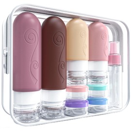 vodvob 16 Pack Travel Bottles Set for Toiletries, TSA Approved Travel Containers Leak Proof Silicone Squeezable Travel Accessories 2oz 3oz for Shampoo Conditioner Lotion Body Wash (BPA Free) (pink)