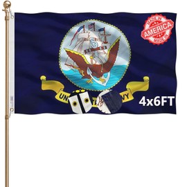 KEYCA US Navy Flag 4x6 FT 100% Made in The USA-Heavy Duty Vibrant colors Double Sided Navy Naval Military Flag with 2 Brass Grommets for Home/Company/Indoor Outdoor Decoration