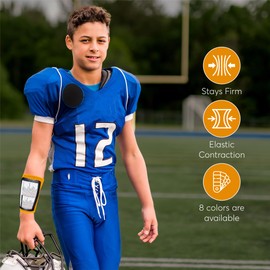 Pro Athletics QB Playbook Wristband - Football Quarterback Play Wristbands for Youth - Wrist Coach for All Sports with 3 Compartments (Orange, Youth, 20-Pack)