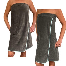 HOMELEVEL Sauna kilt for men and women with Velcro closure and bag, made of 100% cotton, sauna kilt sarong, Anthracite / mint green