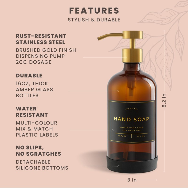 Hand and Dish Soap Dispenser for Kitchen and Bathroom, Set