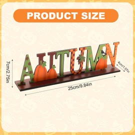 Flankor Autumn Decoration Wood Sign, Thanksgiving Wooden Sign, Pumpkin Maple Leaves Wooden Table Decoration for Harvest Day Fall Thanksgiving Decor