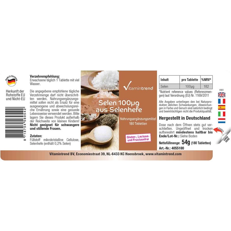 Selenium 100 mcg – 180 Tablets – For 6 Months