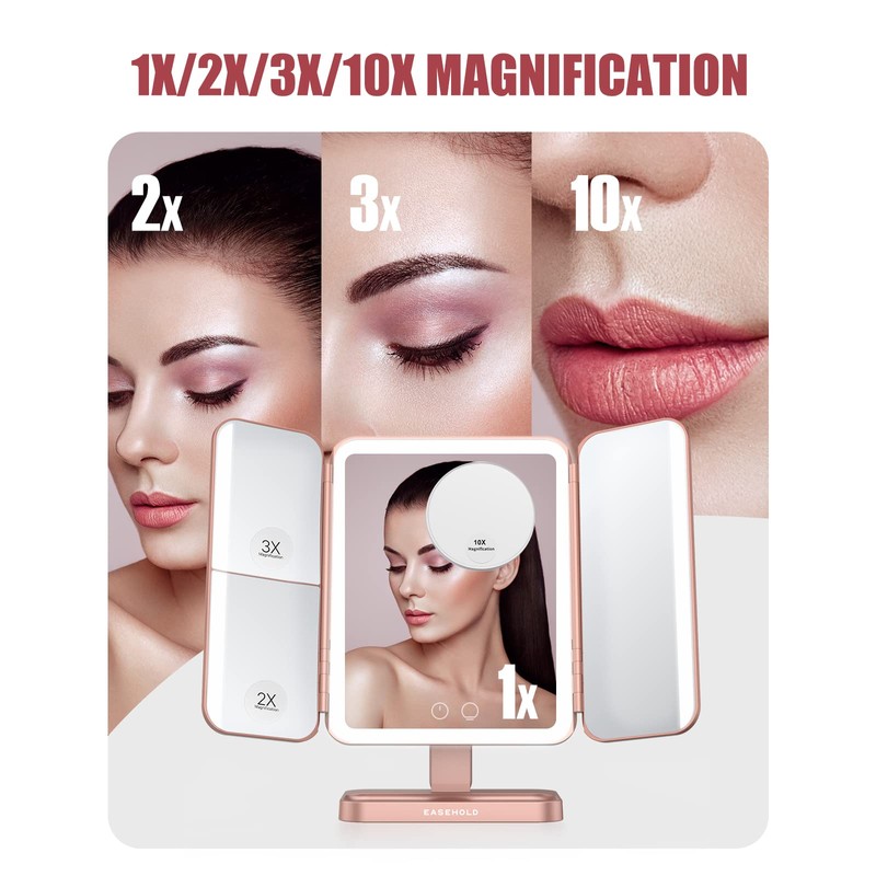 EASEHOLD Rechargeable Vanity Mirror with Lights, 116 LEDs Make up