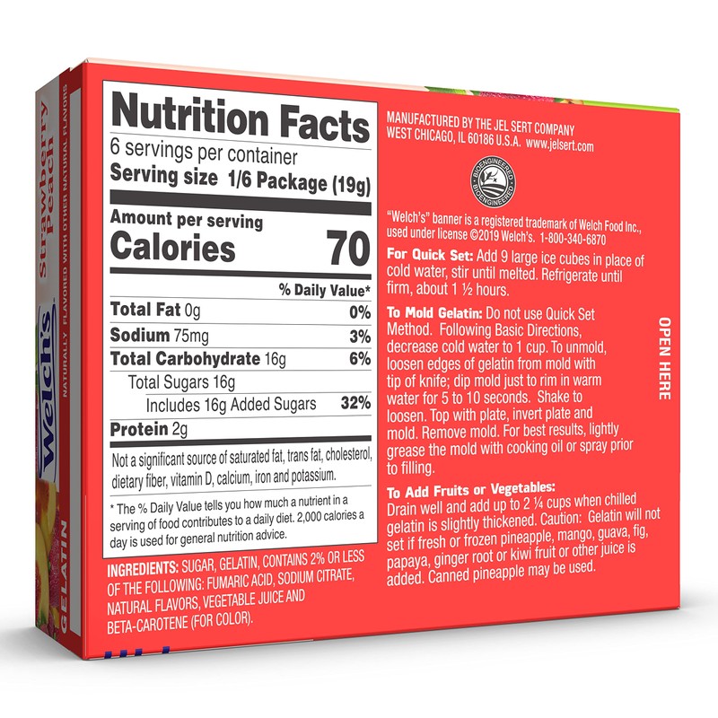 Welch's Strawberry Peach Gelatin, 3.99 Oz, Pack of 12