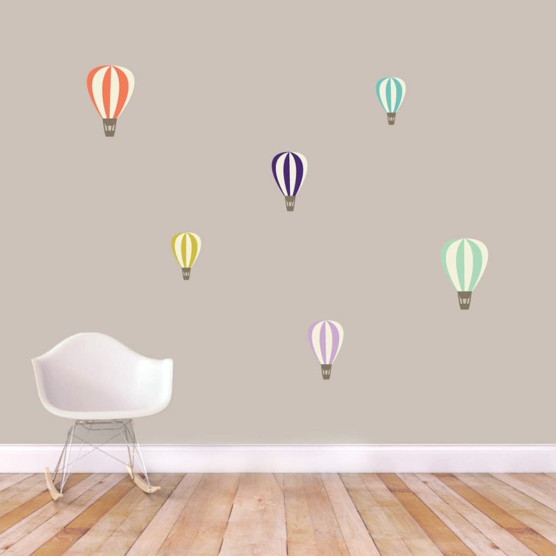 Colorful Hot Air Balloons Printed Wall Decal Set