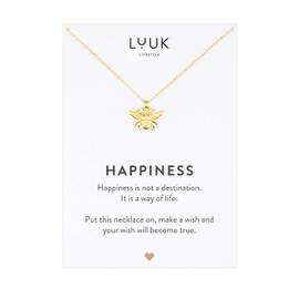 LUUK LIFESTYLE Stainless Steel Necklace with Pendant for Women, Filigree Jewellery, Lucky Charm, Friendship Necklace, Gift for Women & Girls, bee, No Gemstone