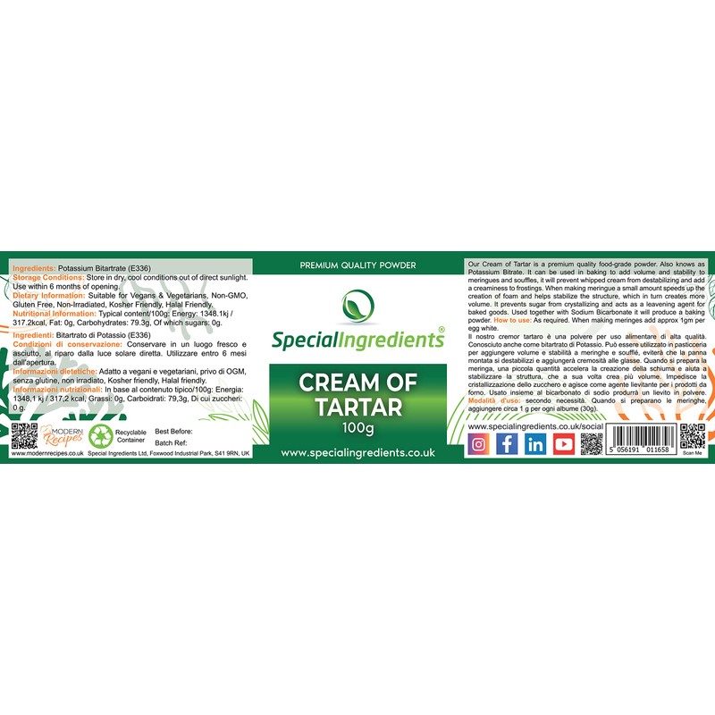 Cream Of Tartar Premium Quality Suitable for Vegans, Non-GMO, Gluten
