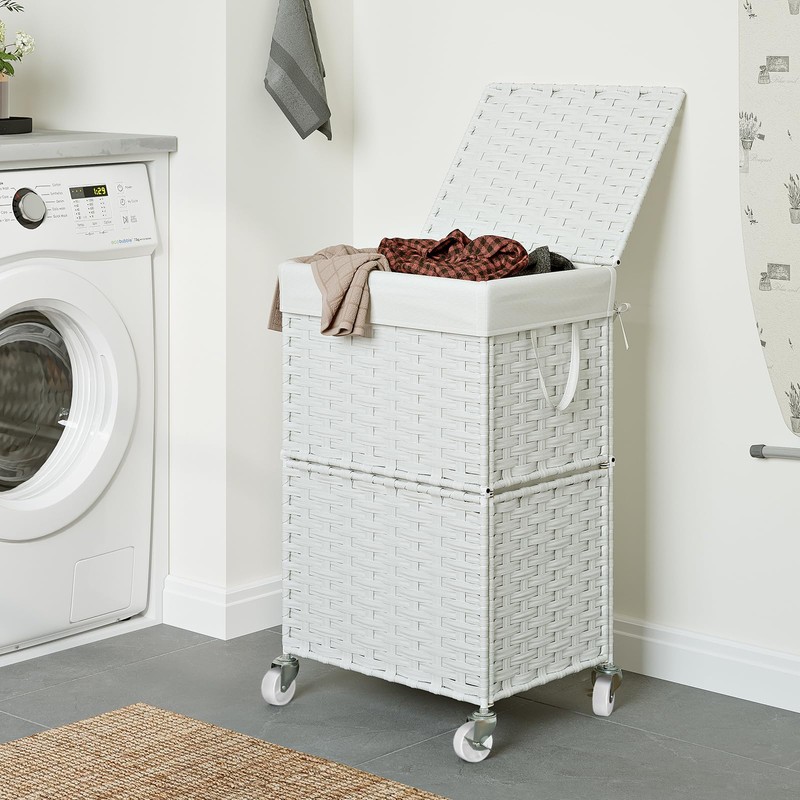 Chrislley 90L Slim Laundry Hamper with Wheels, Rolling Laundry Basket