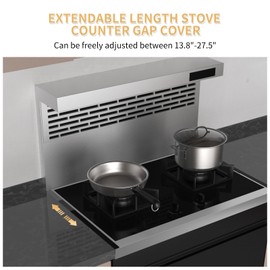 MOFINO 316 Stainless Steel Stove Gap Covers,Stove Gap Filler,Range Trim Kit,Between Stove and Counter for Kitchen,Easy Retractable Length 13.8" to 27.5",Easy Install and Heat Resistant (2 Set Black)