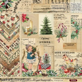 6"×6" Christmas Scrapbook Paper Pad Craft Cardstock Scrapbooking DIY Holiday Photo Album Crafts Origami Art Background Decorative Card Making 24 Pieces (Vintage Girl)