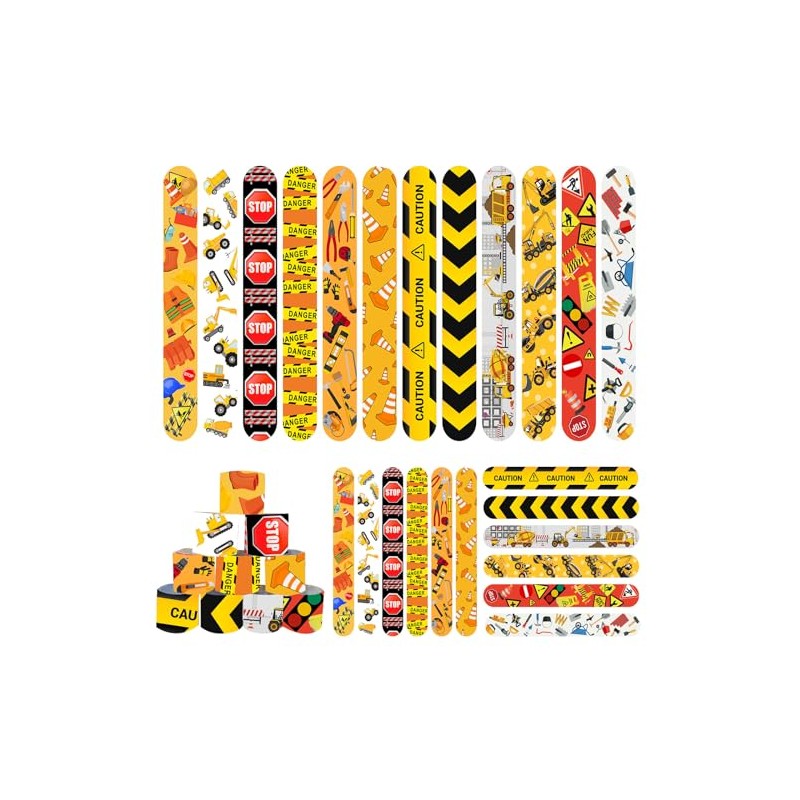 24 PCS Construction Slap Bracelets Wristband Slap Bands,Dump Truck Construction