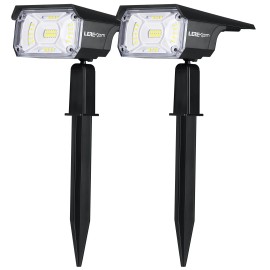 LEREKAM 2 Pack Solar Spotlights Outdoor LED Cool White Waterproof Landscape Lighting