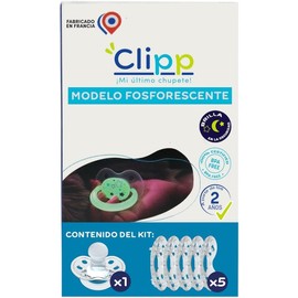 CLIPPBABY Kit de destete para chupete Sistema suave paso a paso para ayudar a los niños pequeños a detener el uso del chupete Brillo en la oscuridad + 5 escudos, led para niños y recomendado por