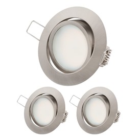 TEVEA Ultra Flat LED Recessed Spotlight, Warm White, Cool White, 5.5 W, 230 V, Stainless Steel Look, Swivelling, Recessed Spotlights, Warm White