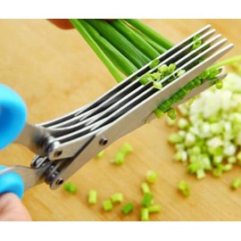 SZB Scissors Scissors Kitchen Scissors 5 Rows Shredder Scissors Secrets 5 Blade Multifunctional Scissors Vegetable Cutter (Blue)