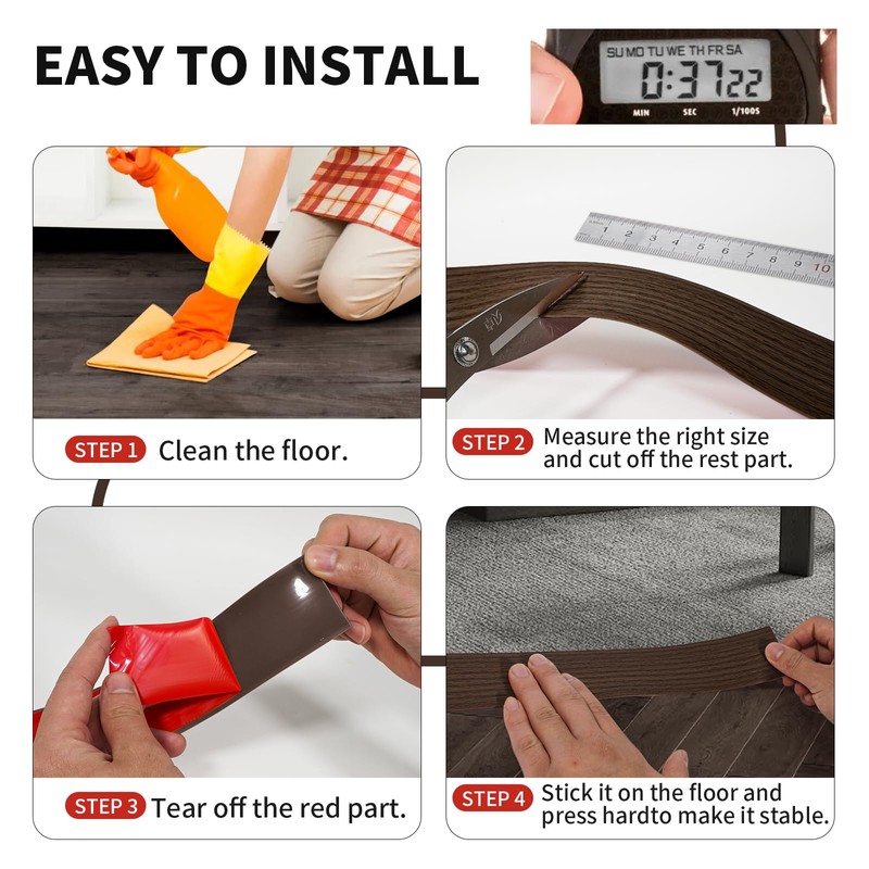 Vinyl Floor Transition Strip Self Adhesive 2 Inch Wide, Non-Slip
