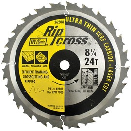 IVY Classic 36208 Ripcross 8-1/4" 24 Tooth Ultra Thin Kerf Carbide Circular Saw Blade with 5/8" Diamond Arbor, 1/Card