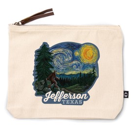 Lantern Press Jefferson, Texas, Bigfoot Starry Night, 100% Cotton Zipper Pouch, Travel Accessory, Go Bag